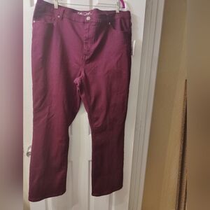 DG2 by Diane Gilman Women's Wine Jeans Sz 20W NWT